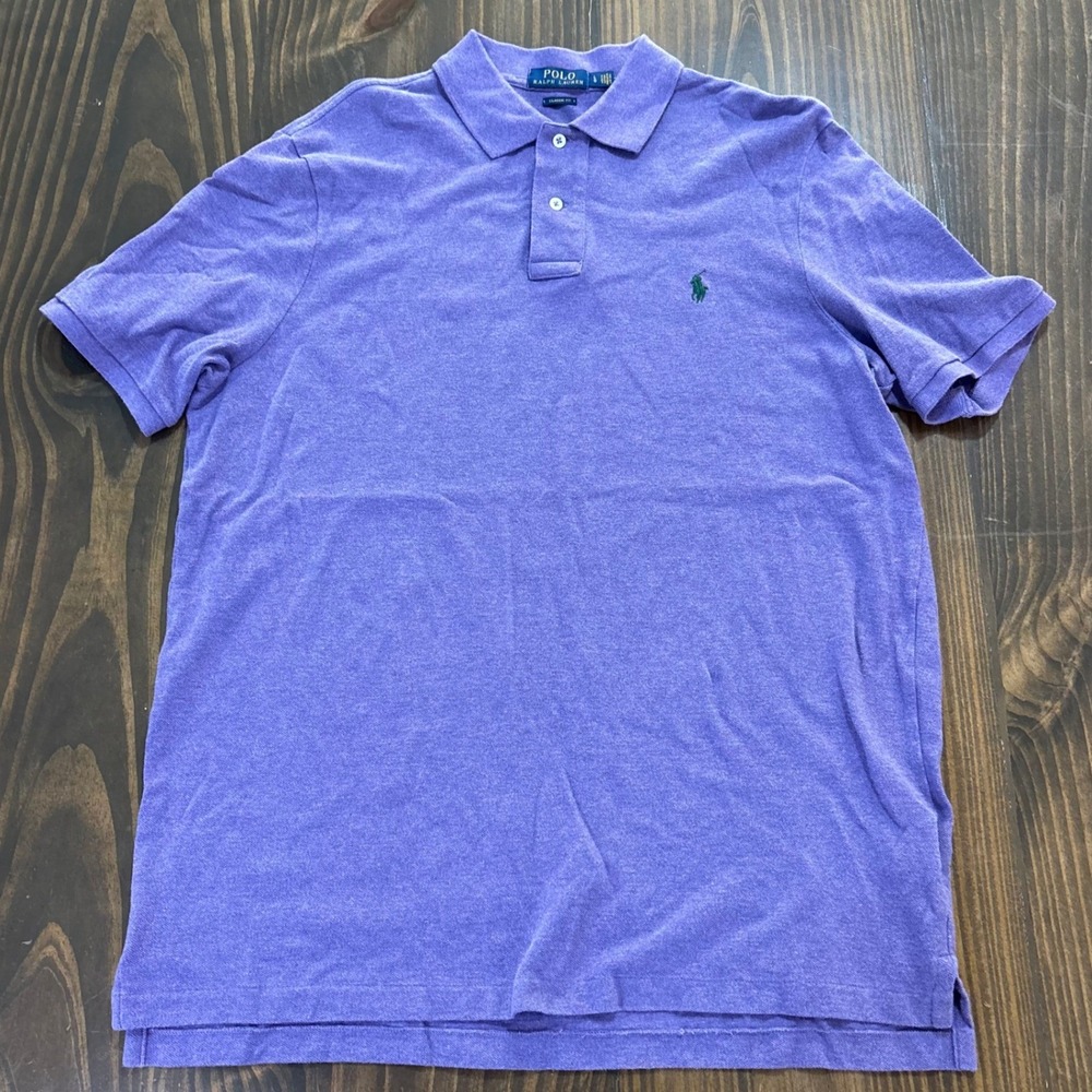 Polo Ralph Lauren Mens Classic Fit Pique Polo Shirt Purple Heather‎ Large - Picture 3 of 7
